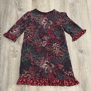Johnny Was Floral Jade Tunic Dress Ruffles